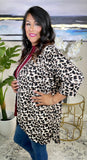 Beige Leopard Drape Front Cardigan