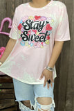 'Stay Sweet' hearts Blush pink top