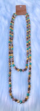 * Mustard, Brown, Turquoise Crystal 60" Layering Necklace