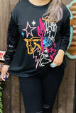 Western Stitched black sequin sleeve sweatshirt