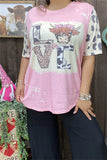 'LOVE' Pink Cow top