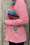 Coral waffle knit serape hoodie