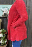 Red cardigan with pockets