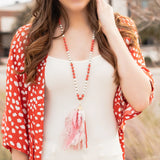 SALE: Pearl and coral necklace with tassel