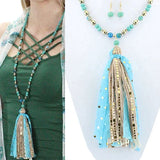 Turquoise Blue necklace with tassel