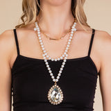 3 Layer Necklace with Bling teardrop pendant