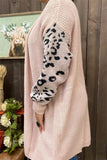 Leopard Sleeve Light Pink Sweater cardigan