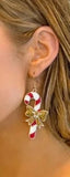 Candy Cane Gold BOW earrings