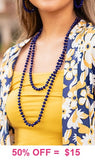 Navy Blue Crystal 60" Strand Layering Necklace