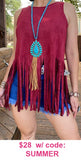 OFF..Maroon Fringe Tank