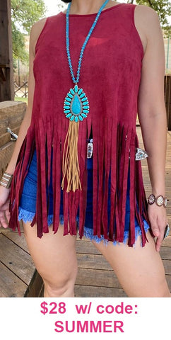 OFF..Maroon Fringe Tank