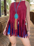 OFF..Maroon Fringe Tank