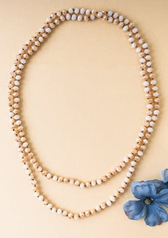 Beige Mix Crystal Long Layering Necklace