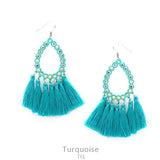 Turquoise Gala Bling Teardrop Earrings with Tassels- Medium size