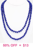 Blue Crystal 60" Strand Layering Necklace