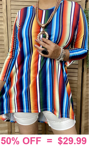 Colorful Serape high low tunic top