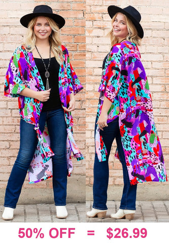 Purple & Turquoise abstract duster