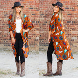 Brown Western print duster