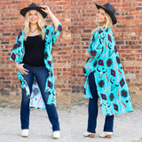 Turquoise Western print duster