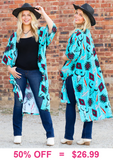 Turquoise Western print duster