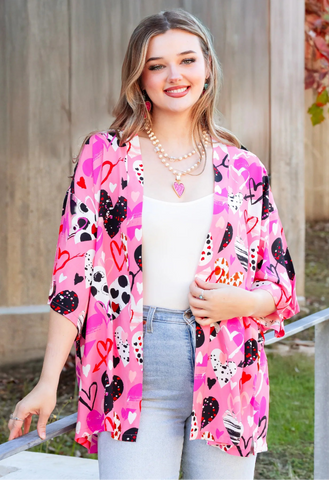 Pink Hearts Valentine's cardigan