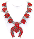 Red Utah Squash Blossom Necklace