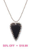 Black Heart Pendant on Silver Ball Chain Necklace