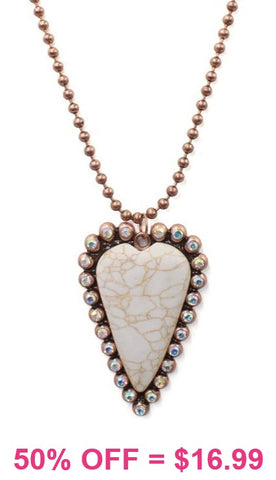 Cream Heart & Copper Ball Chain Necklace