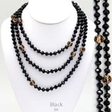 Black & Leopard Crystal Beaded 60" Layering Necklace