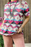 Magenta Turquoise Cream tribal top