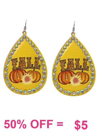 FALL pumpkin Yellow bling teardrop earrings