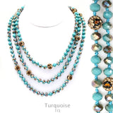 Turquoise  Crystal 60" Layering Necklace with bling leopard beads