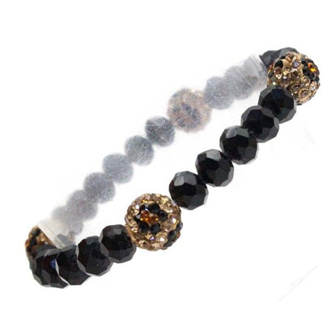 *Black & Bling Leopard Crystal Stretch Bracelet