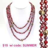 Red Metallic & Leopard Crystal 60" Beaded Layering Necklace