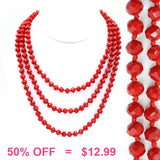 Red Crystal 60" Layering Necklace