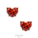 Red Glitter Heart Stud Earrings