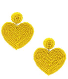 Yellow Beaded Heart earrings