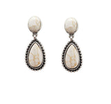 Small Cream Teardrop dangle post earrings