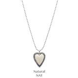 Cream stone  Heart Pendant Ball Chain Necklace