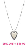 Cream stone  Heart Pendant Ball Chain Necklace