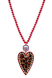 Red Crystal Necklace with leopard bling heart