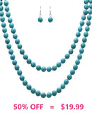 Turquoise beaded long layering necklace