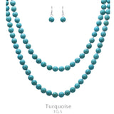 Turquoise beaded long layering necklace