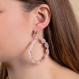 Blush Crystal Hoop earrings with bling stud post