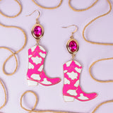 Pink cowgirl boots earrings