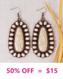 Cream and copper stone  oval concho  earrings