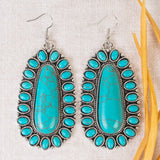 Turquoise Large stone oval concho earrings