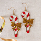 Candy Cane Gold BOW earrings