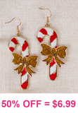 Candy Cane Gold BOW earrings