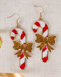 Candy Cane Gold BOW earrings